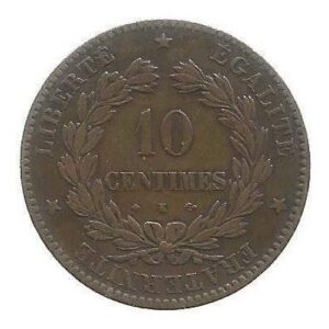 MOEDA DA FRANÇA 10 CENTAVOS 1872 KM 815.1