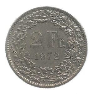 MOEDA DA SUÍÇA 2 FRANCOS 1972 KM 21 A.1