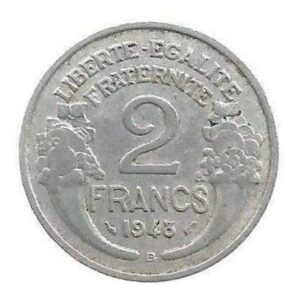 MOEDA DA FRANÇA 2 FRANCOS 1948 B  KM 885 A