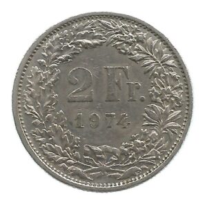 MOEDA DA SUÍÇA 2 FRANCOS 1974 KM 21 A.1