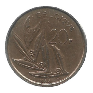 MOEDA DA BÉLGICA 20 FRANCOS 1982 KM 159