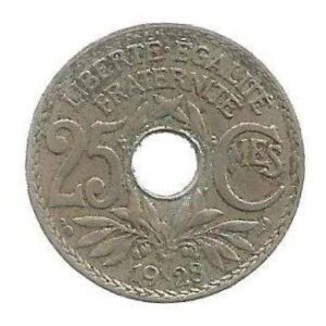 MOEDA DA FRANÇA 25 CENTAVOS 1928  KM 867 A