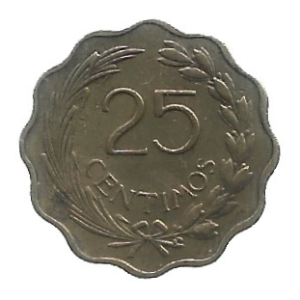MOEDA DO PARAGUAI 25 CENTMOS 1953 KM 27