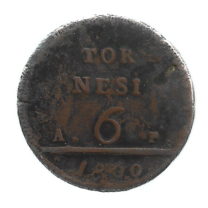 MOEDA DA ITÁLIA (NÁPOLES) 1800 6 TORNESI
