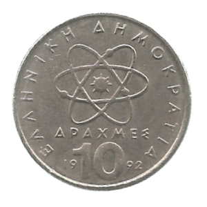 MOEDA DA GRÉCIA 10 DRACHMAS 1992 KM 132