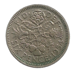 MOEDA DO REINO UNIDO 6 PENCE 1954 KM 903