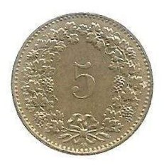 MOEDA DA SUÍÇA 5 RAPPEN 1992 KM 26 C