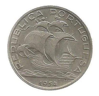 MOEDA DE PORTUGAL 10 ESCUDOS 1954 KM 586 PRATA - Imagem 2