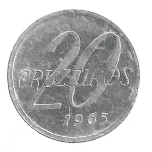 MOEDA DO BRASIL 20 CRUZEIROS 1965 V 285 MBC