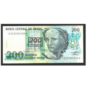 CÉDULA DO BRASIL 200 CRUZEIROS CARIMBO C 212 MBC/SOB