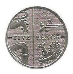 MOEDA DO REINO UNIDO 5 PENCE 2008 KM 1109 CUPRONÍQUEL