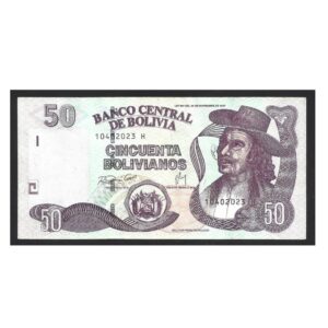 CÉDULA DA BOLÍVIA 50 BOLIVIANOS 1986 SOB/FE