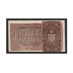 CÉDULA DA CROÁCIA 2 KUNE 1942 P 8 FE
