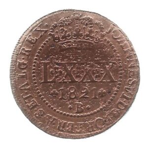 MOEDA DO BRASIL LXXX RÉIS 1821 B C 493 A MBC
