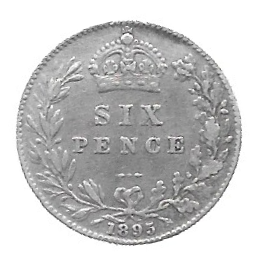MOEDA DO REINO UNIDO 6 PENCE 1895 KM 779 PRATA