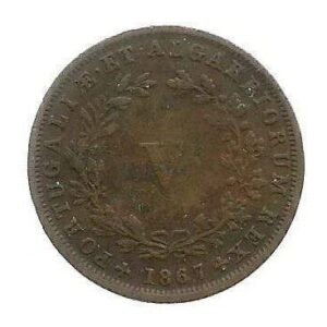 MOEDA DE PORTUGAL 5 RÉIS 1867 KM 513