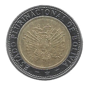 MOEDA DA BOLÍVIA 5 BOLIVIANOS 2017 - Imagem 2