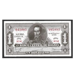 CÉDULA DA BOLÍVIA 1 BOLIVIANO 1951 FE