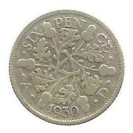 MOEDA DO REINO UNIDO 6 PENCE 1930 KM 832 PRATA