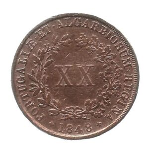 MOEDA DE PORTUGAL XX RÉIS 1848 KM 482
