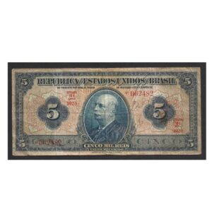 CÉDULA DO BRASIL 5 MIL RÉIS R 100 C MBC