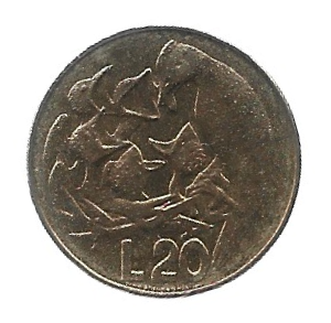 MOEDA DE SAN MARINO 20 LIRAS 1975 KM 44
