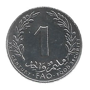MOEDA DA TUNÍSIA 1 MILIM 2000 KM 349