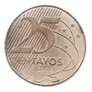 MOEDA DO BRASIL 25 CENTAVOS 2004 V 524