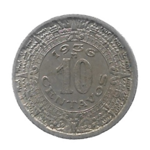 MOEDA DO MÉXICO 10 CENTAVOS 1936 KM 432