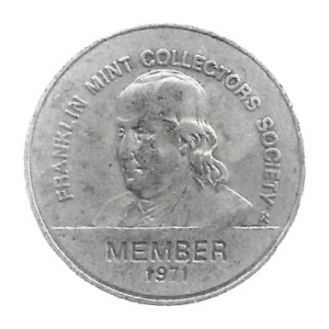 TOKEN DOS EUA FRANKLIN MINT COLLECTORS SOCIETY 1971