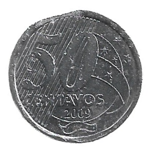 MOEDA DO BRASIL 50 CENTAVOS 2009  V 554