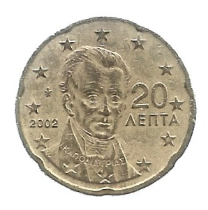 MOEDA DA GRÉCIA 20 CENTS 2002 KM 185