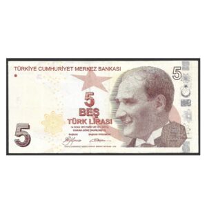 CÉDULA DA TURQUIA 5 LIRAS SOBERBA
