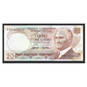 CÉDULA DA TURQUIA 20 LIRAS SOB/FE