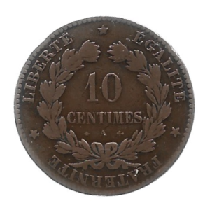 MOEDA DA FRANÇA 10 CENTIMES 1876 A KM 815