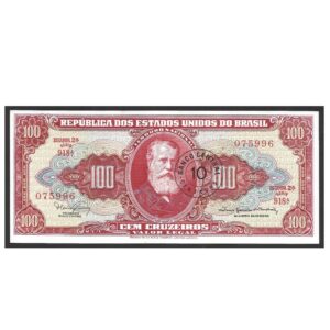 CÉDULA DO BRASIL 10 CENTAVOS CARIMBO C 118 SOB/FE