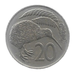 MOEDA DA NOVA ZELÂNDIA 20 CENTAVOS 1967 KM 36.1