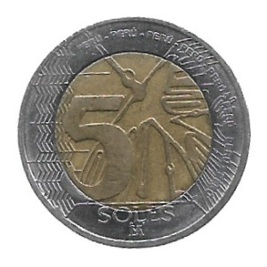 MOEDA DO PERU 5 SOLES 2020 KM 402