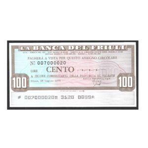 CÉDULA PARTICULAR DA ITÁLIA 100 LIRAS FE