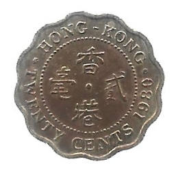 MOEDA DE HONG KONG 20 CENTS 1980 KM 36