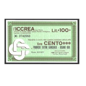 CÉDULA PRIVADA DA ITÁLIA 100 LIRAS
