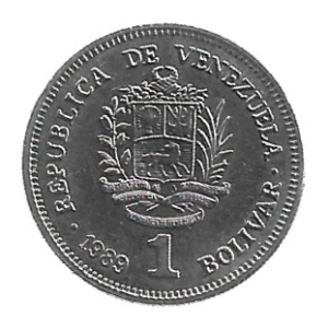 MOEDA DA VENEZUELA 1 BOLÍVAR 1989 KM52 A