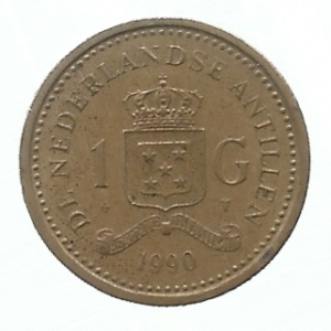 MOEDA DAS ANTILHAS HOLANDESA 1 FLORIN 1990  KM 37