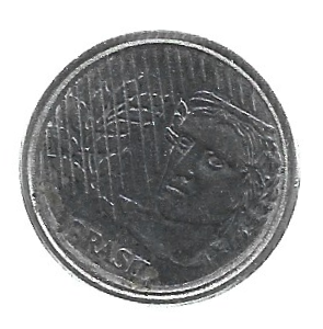 MOEDA DO BRASIL 10 CENTAVOS 1997 V 449 INCLINADA A DIREITA