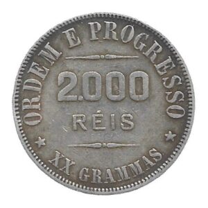 MOEDA DO BRASIL 2000 RÉIS 1908 P 697 SOBERBA