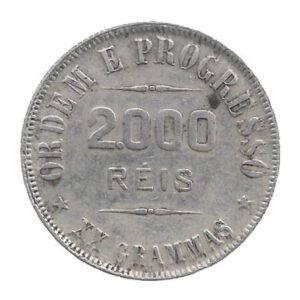 MOEDA DO BRASIL 2000 RÉIS 1907 P 696 SOBERBA