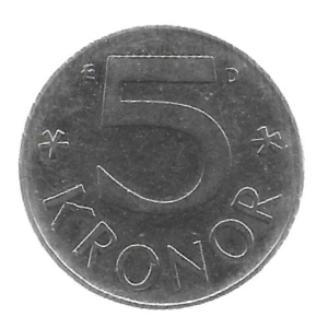 MOEDA DA SUÉCIA 5 COROAS 1990 KM 853