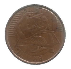 MOEDA DO BRASIL 5 CENTAVOS 2013 REVERSO HORIZONTAL A ESQUERDA