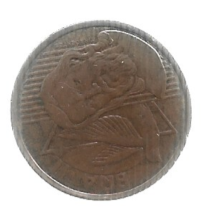 MOEDA DO BRASIL 5 CENTAVOS 2013 REVERSO HORIZONTAL A ESQUERDA