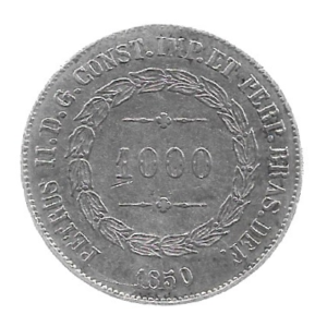 MOEDA DO BRASIL 1000 RÉIS 1850 P 567 SOBERBA